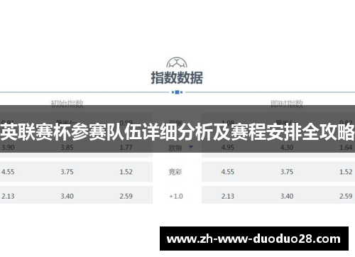 英联赛杯参赛队伍详细分析及赛程安排全攻略